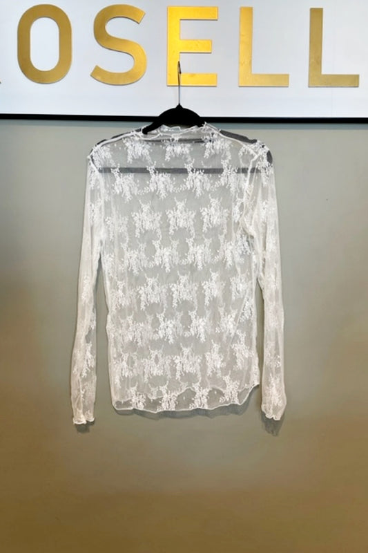 QUEENIE STRETCH LACE LAYERING TOP WINTER WHITE