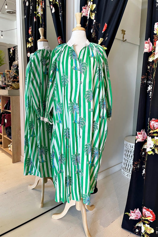 ROSELLE CABANA BUTTON THROUGH DRESS GREEN