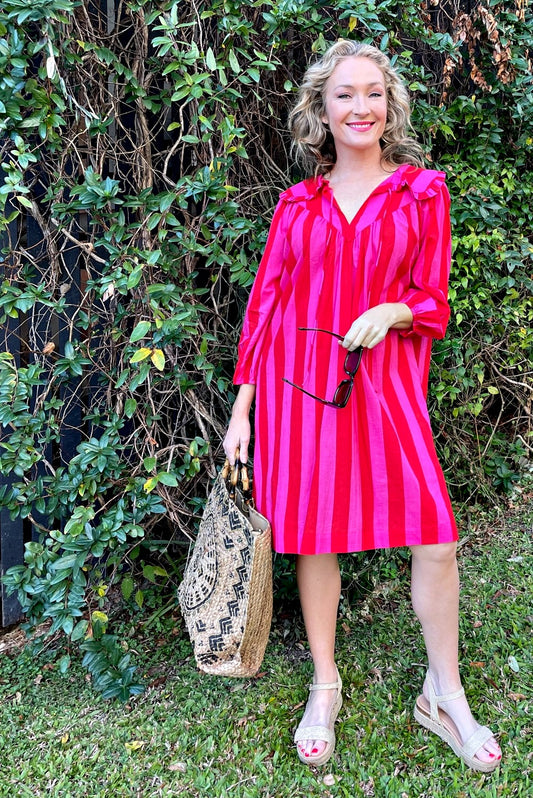 ROSELLE LALA DRESS RED + PINK