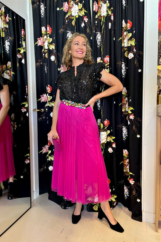 QUEENIE TANGO FOXTROT TULLE SKIRT RADIOACTIVE PINK
