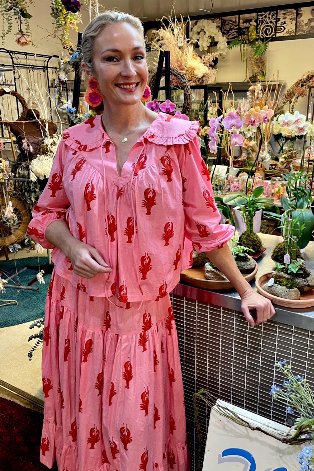 ROSELLE LALA BLOUSE LITTLE LOBSTERS PINK