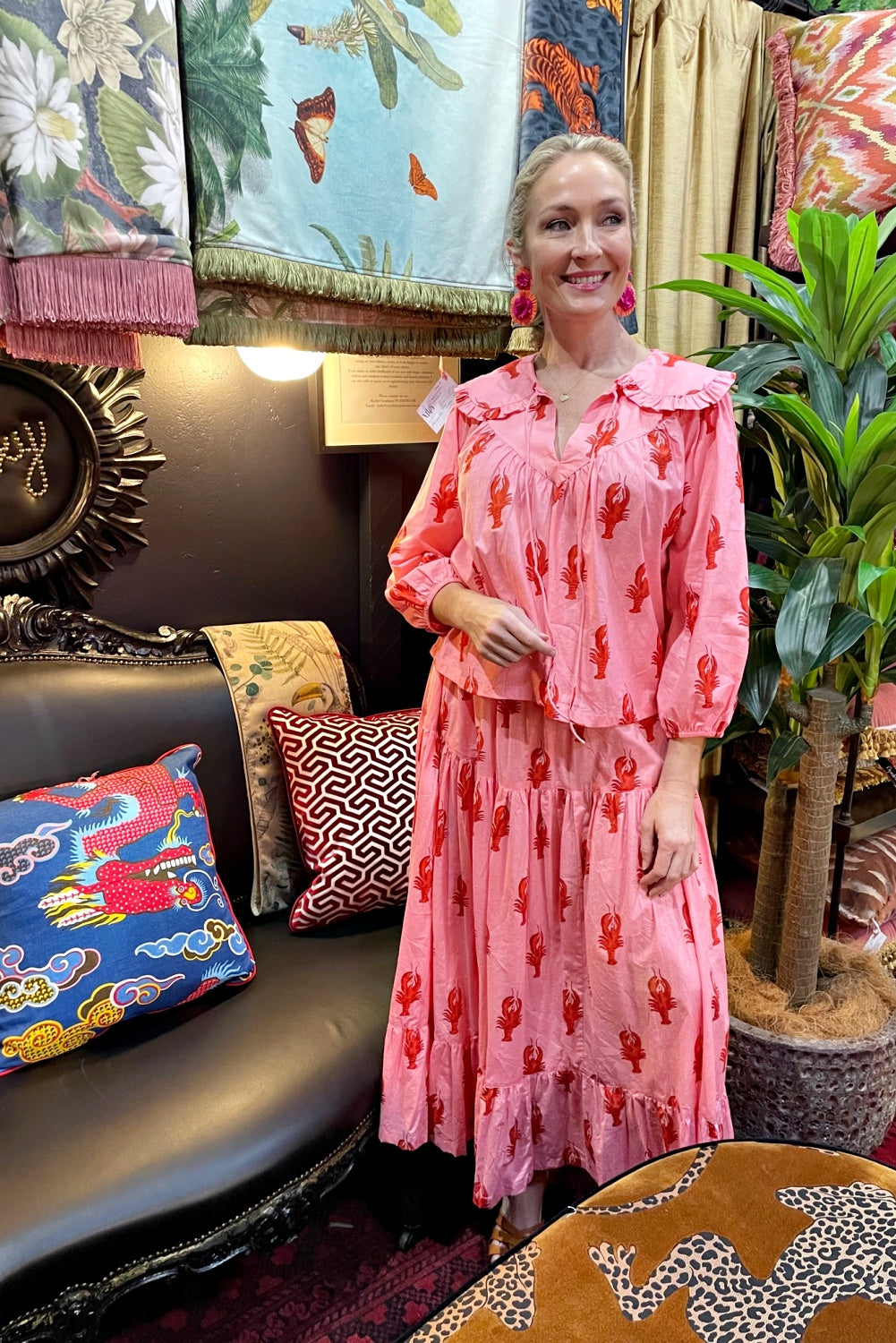 ROSELLE LALA BLOUSE LITTLE LOBSTERS PINK