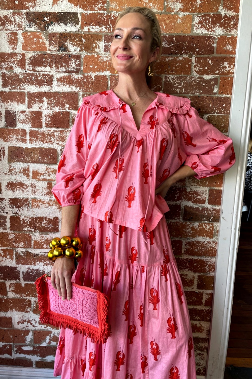 ROSELLE LALA BLOUSE LITTLE LOBSTERS PINK