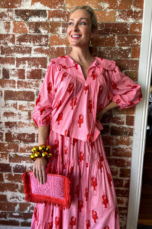 ROSELLE LALA BLOUSE LITTLE LOBSTERS PINK
