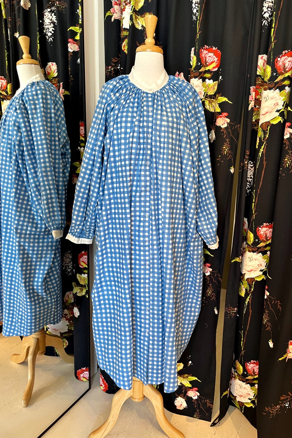 ROSELLE CABANA DRESS LITTLE CHECK BLUE