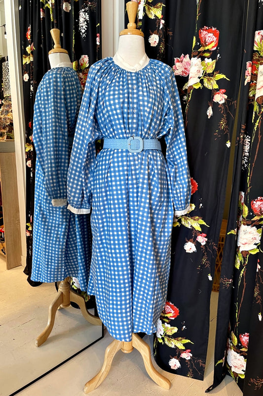 ROSELLE CABANA DRESS LITTLE CHECK BLUE