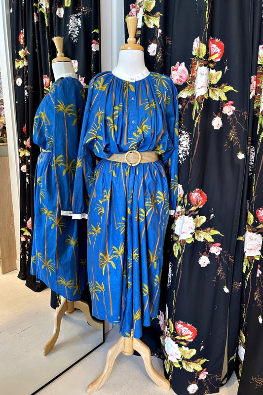 ROSELLE CABANA DRESS COCONUT PALM BLUE