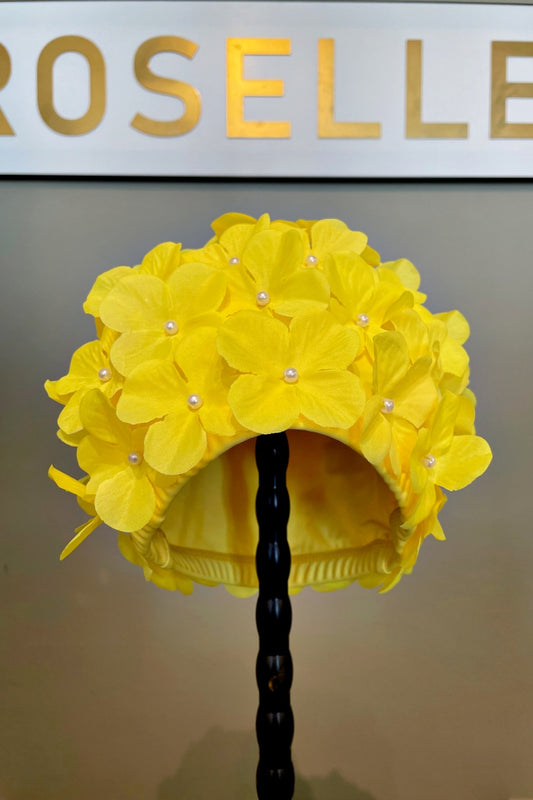 RETRO SWIM CAP HYDRANGEA YELLOW
