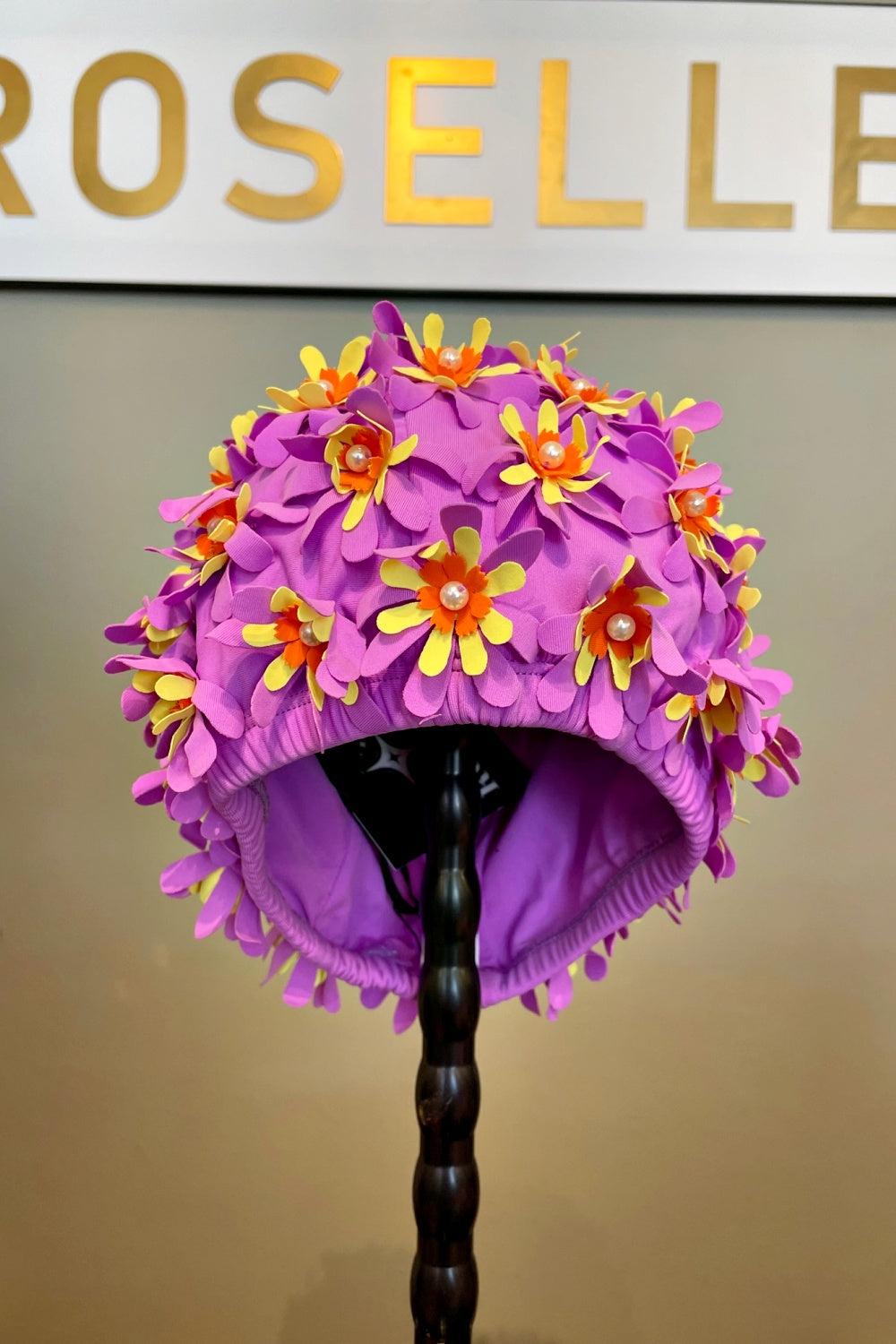 RETRO SWIM CAP DAISY LAVENDER