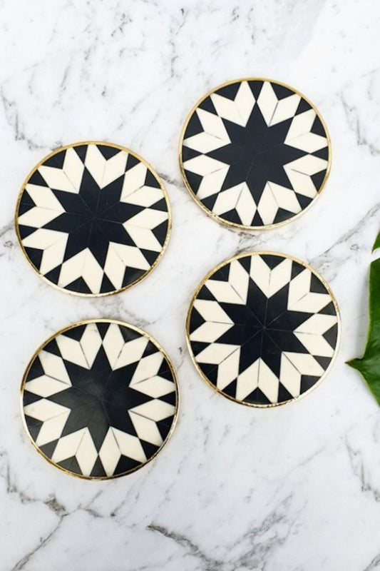 BONE INLAY COASTERS SET OF 4