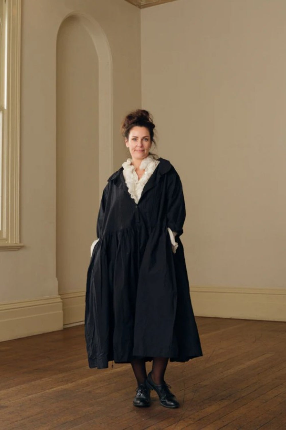 MEG BY DESIGN ISALINE COTTON POPLIN DRESS BLACK