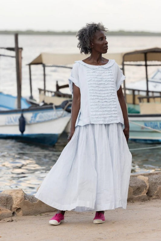 MEG BY DESIGN JUA TOP LINEN ICE