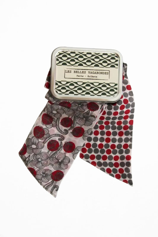 LES BELLES VAGABONDES BANDEAU SILK SCARF LAOS RED