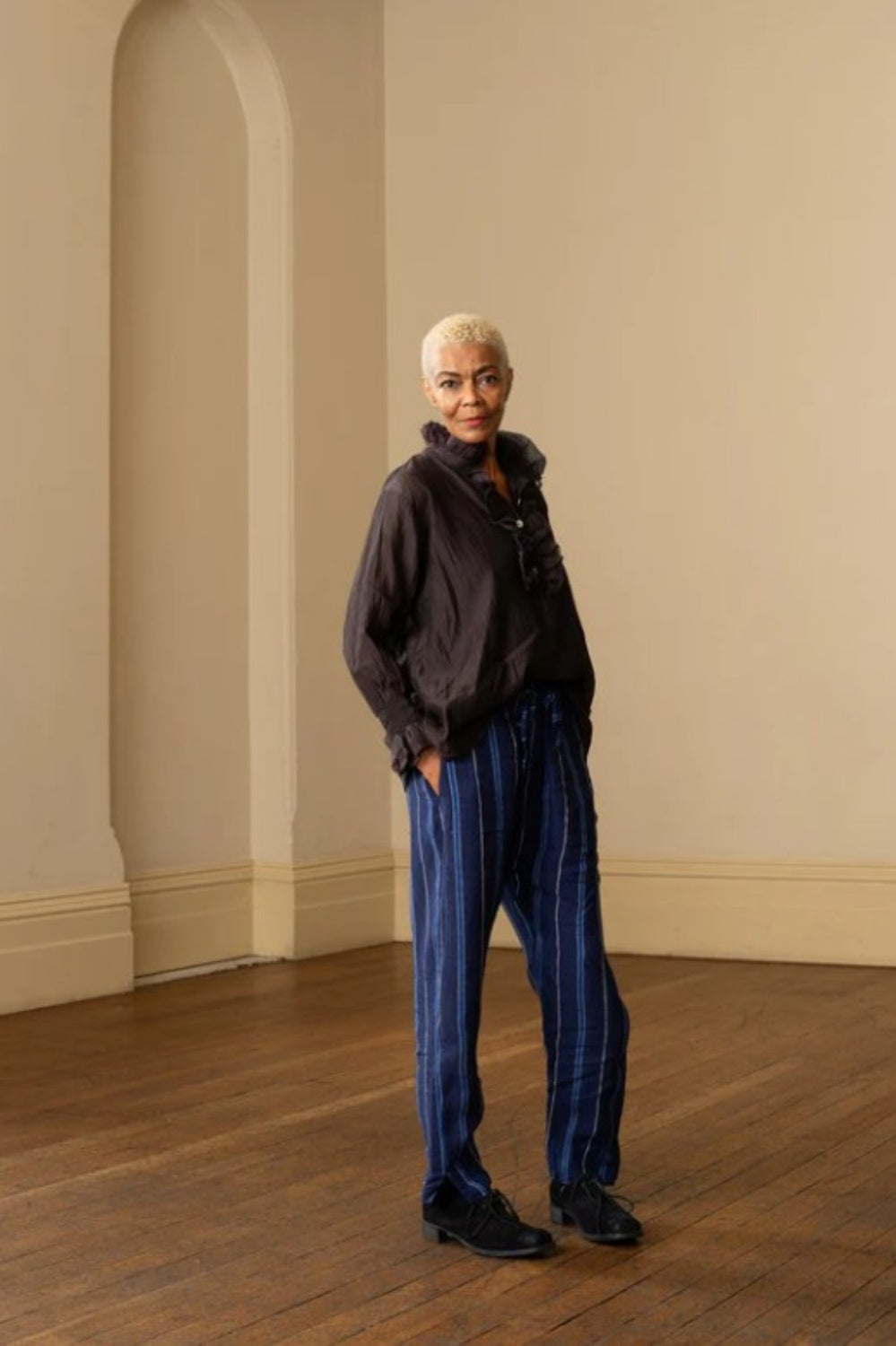 MEG BY DESIGN LEON LINEN PANT NAVY