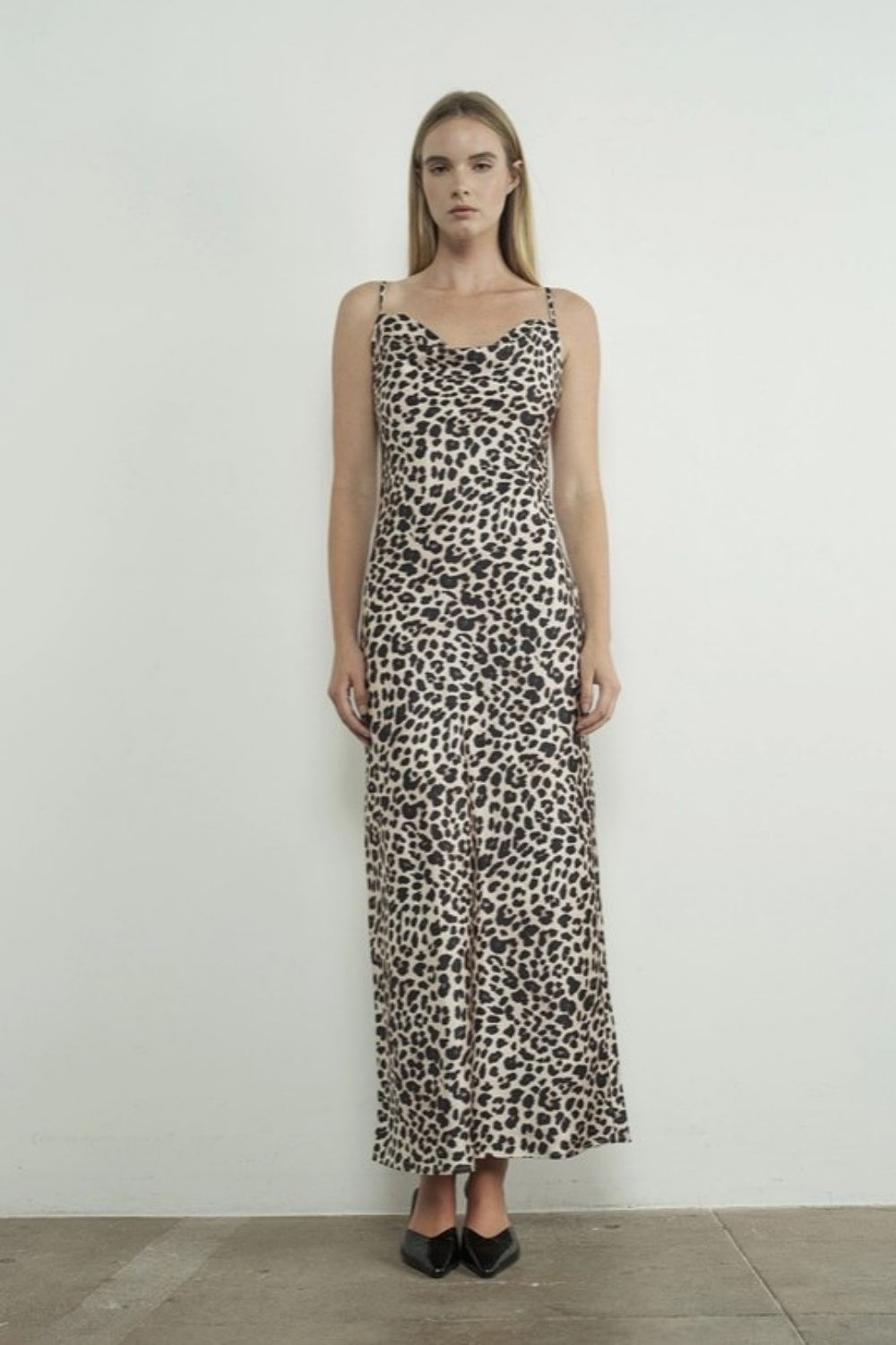 AARON + AMBER OCELOT SLIP MAXI DRESS