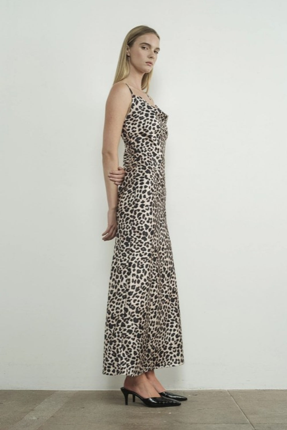 AARON + AMBER OCELOT SLIP MAXI DRESS