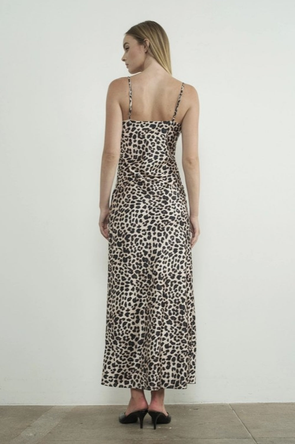 AARON + AMBER OCELOT SLIP MAXI DRESS