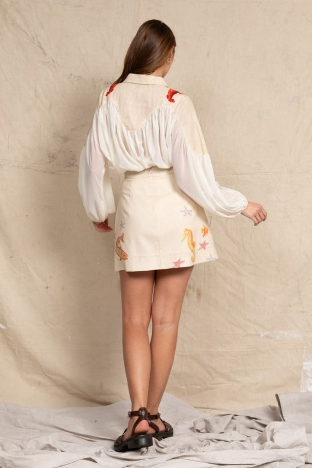 BOHEMIAN TRADERS LOBSTER MINI SKIRT IN CREAM