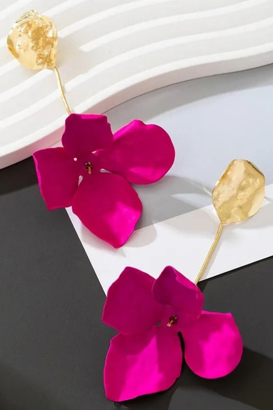LOTUS EARRINGS VERY HOT PINK
