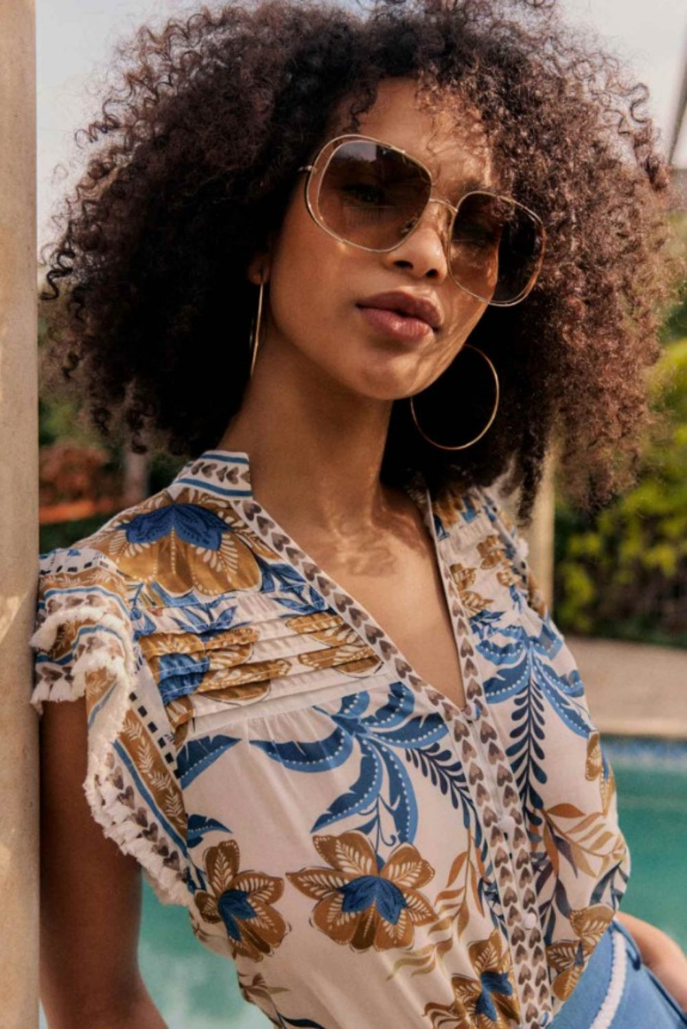 ONCE WAS LUMA FLUTTER SLEEVE TOP