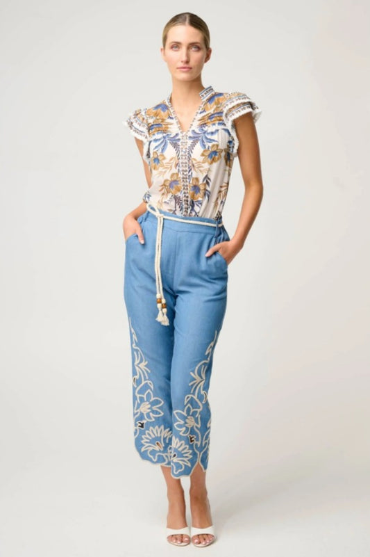 ONCE WAS LUMA FLUTTER SLEEVE TOP