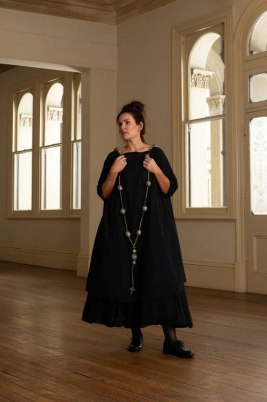 MEG BY DESIGN MANON PAPER COTTON DRESS BLACK