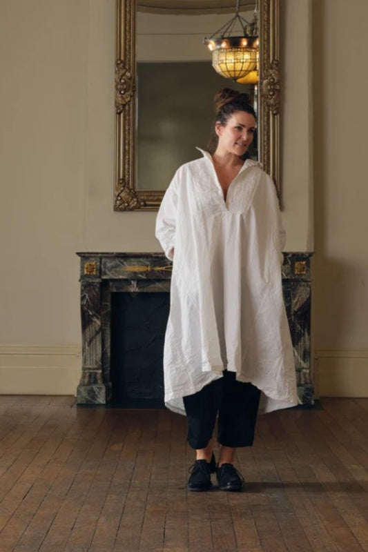 MEG BY DESIGN MARCEL COTTON POPLIN DRESS WHITE