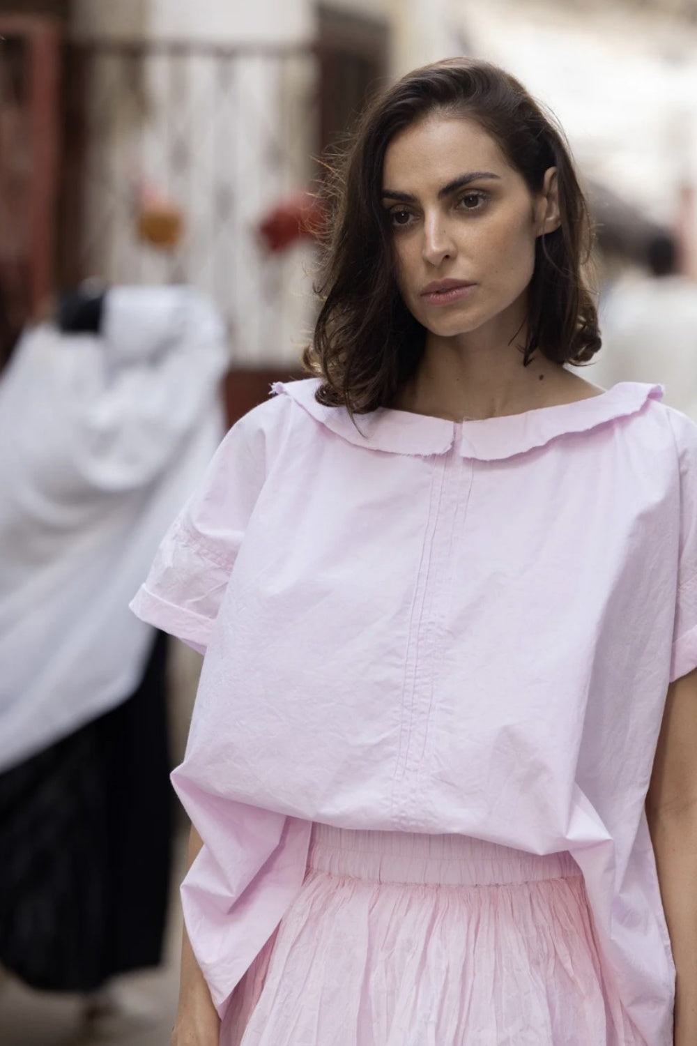MEG BY DESIGN MIA COTTON POPLIN TOP PINK