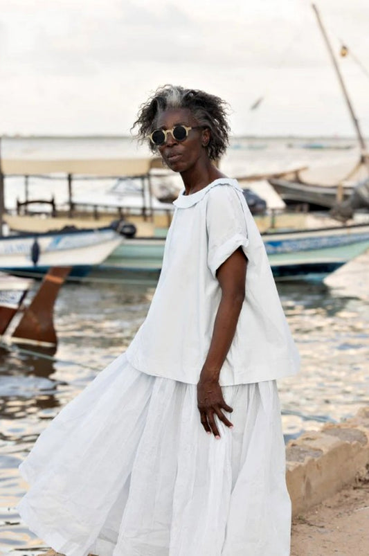 MEG BY DESIGN MIA COTTON POPLIN TOP WHITE