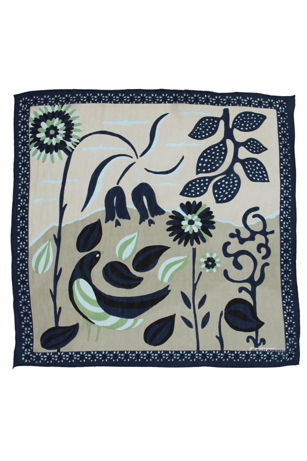LES BELLES VAGABONDES MINI SCARF BIRDY BLUE