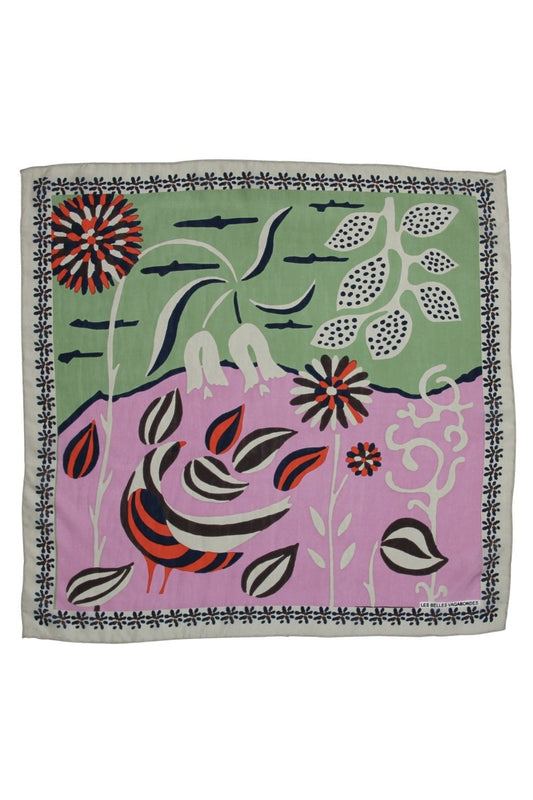 LES BELLES VAGABONDES MINI SCARF BIRDY BROWN