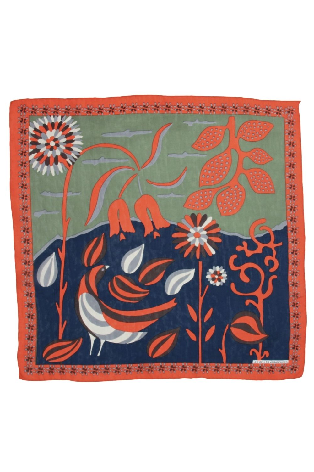 LES BELLES VAGABONDES MINI SCARF BIRDY ORANGE