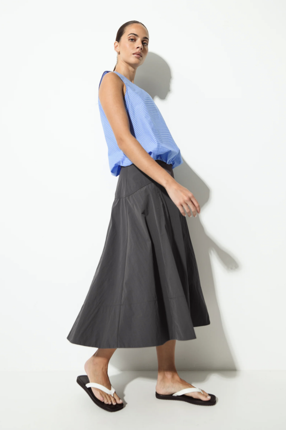 LOUNGE THE LABEL MINORCA STRETCH COTTON SLEEVELESS BUBBLE TOP
