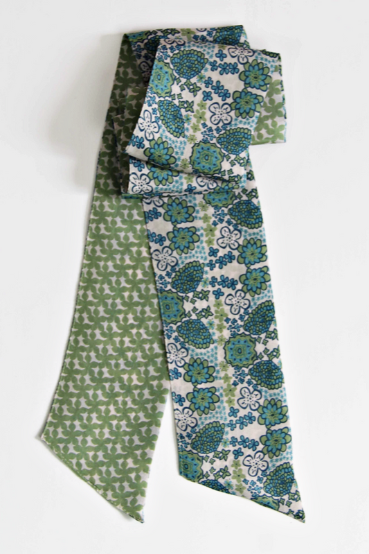 LES BELLES VAGABONDES BANDEAU SILK SCARF MOREA BLUE