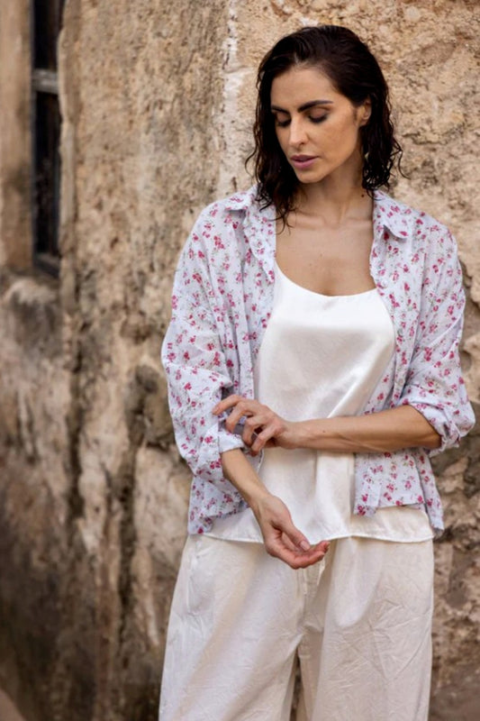 MEG BY DESIGN MOYO SHIRT COTTON VOILE BLUE FLORAL