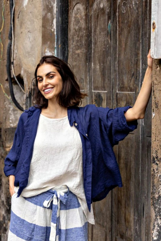 MEG BY DESIGN MOYO SHIRT LINEN INDIGO