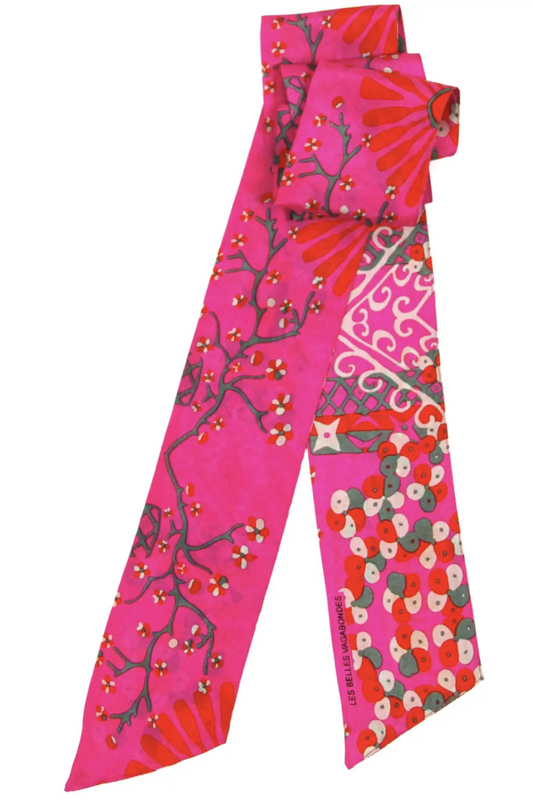 LES BELLES VAGABONDES BANDEAU SILK SCARF MUSAMI FUCHSIA