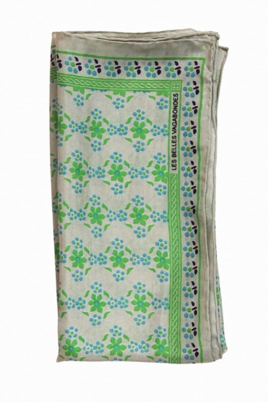 LES BELLES VAGABONDES MINI SILK SCARF NATASHA GREEN