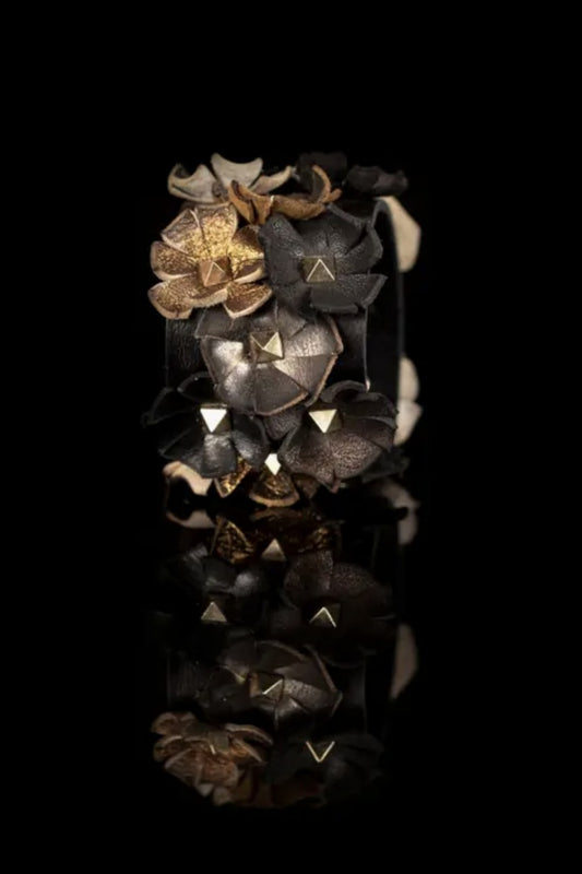 THE DARK NOIR BLOOM LEATHER CUFF