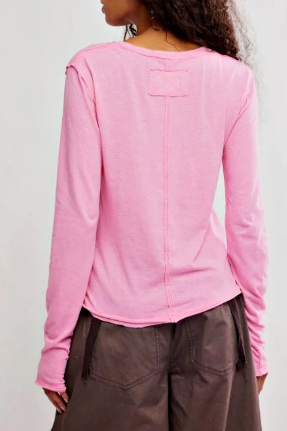 FREE PEOPLE NOVA LONG SLEEVE TEE PINK CARNATION