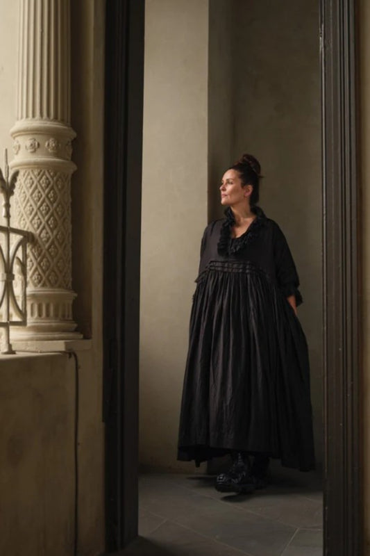 MEG BY DESIGN ODILE SILK COTTON DRESS BLACK