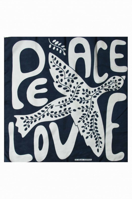 LES BELLES VAGABONDES MINI SCARF PEACE + LOVE NAVY