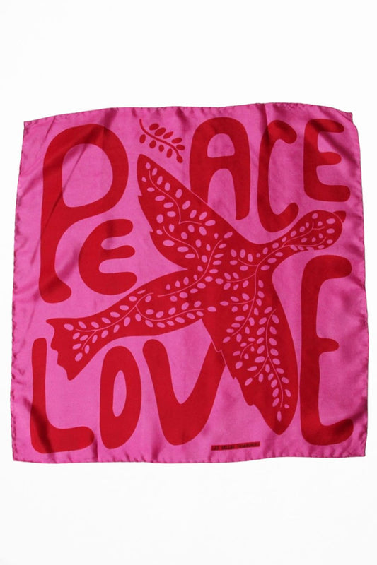 LES BELLES VAGABONDES PEACE + LOVE MINI SCARF FUCHSIA