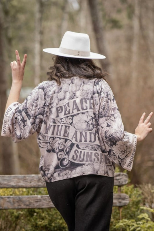 MARKET OF STARS PEACE WINE + SUNSHINE CROPPED KIMONO