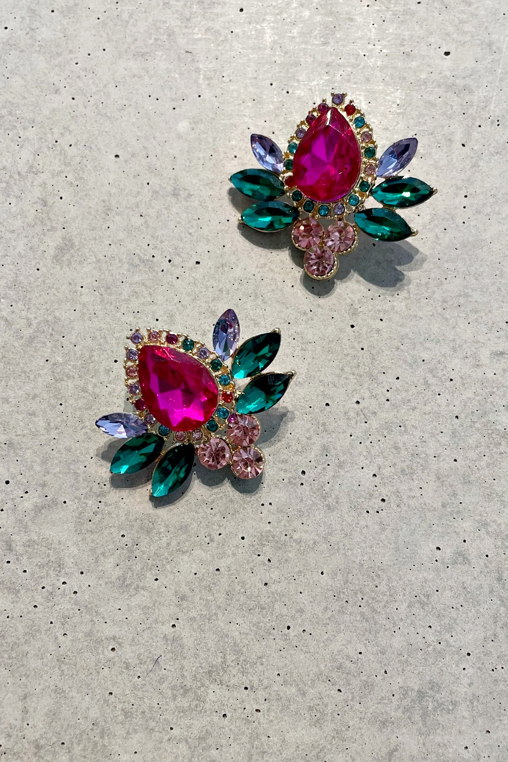 ROSELLE PETITE EARRINGS PINK + GREEN MULTI