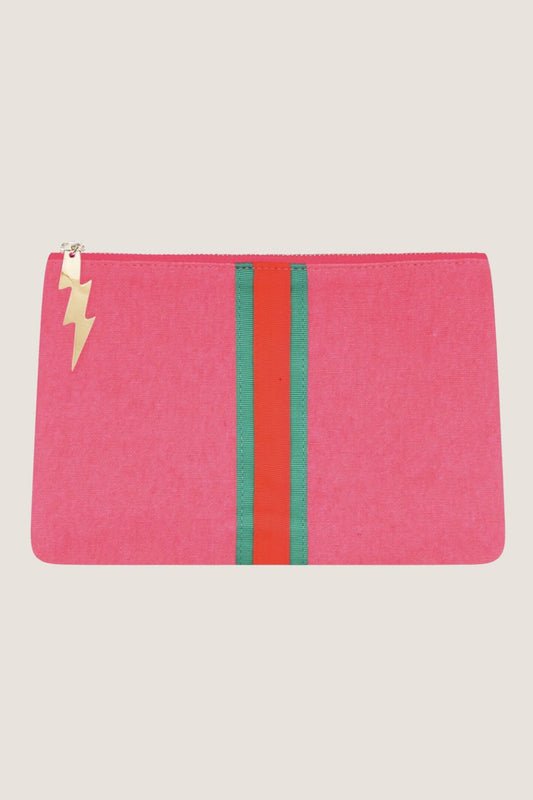 COCKATOO LUCKY STRIPE CLUTCH HOT PINK