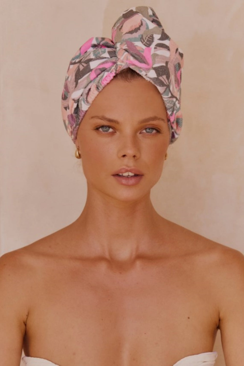 LOUVELLE RIVA HAIR TOWEL WRAP PINK CAMOUFLAGE