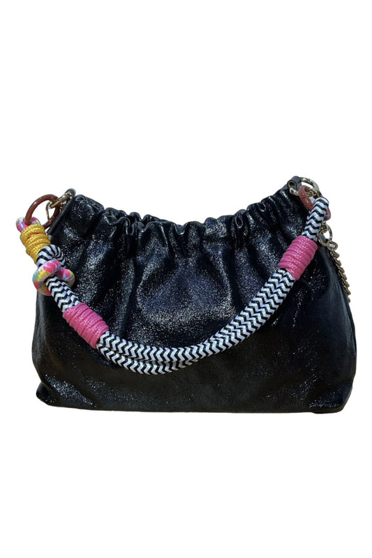 PLISSA DUMPLING BAG METALLIC BLACK