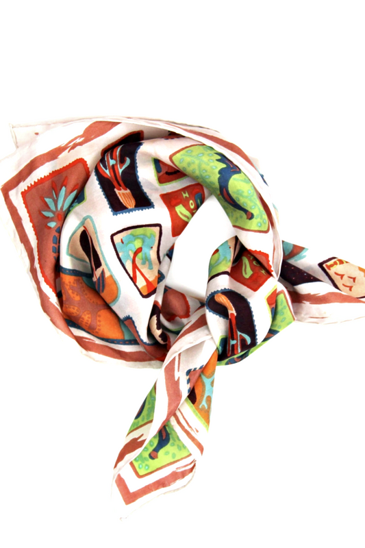 LES BELLES VAGABONDES POSTCARD MINI SCARF ORANGE