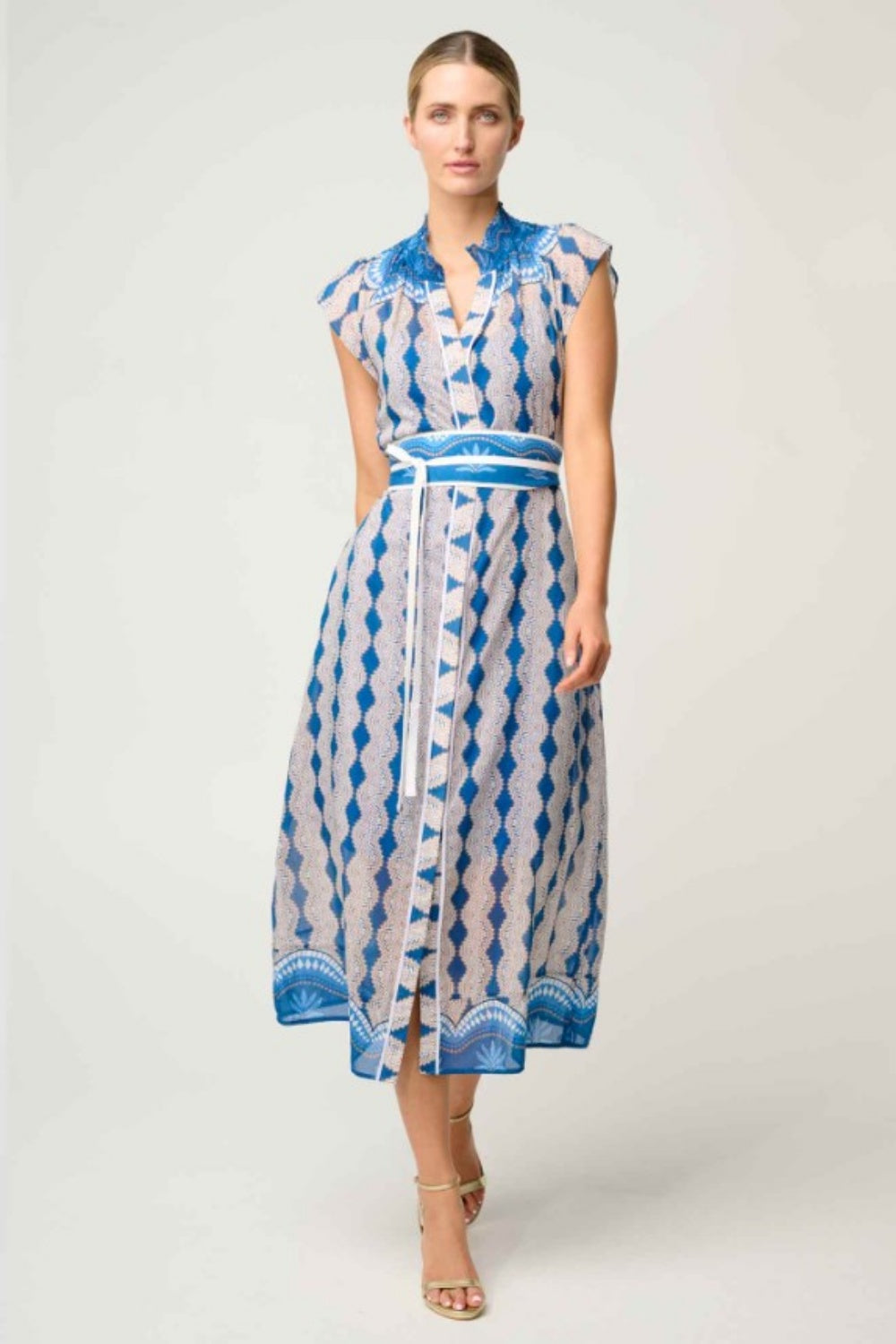 ONCE WAS RIMAL COTTON SILK MAXI DRESS IN MARRAKECH TOPAZ